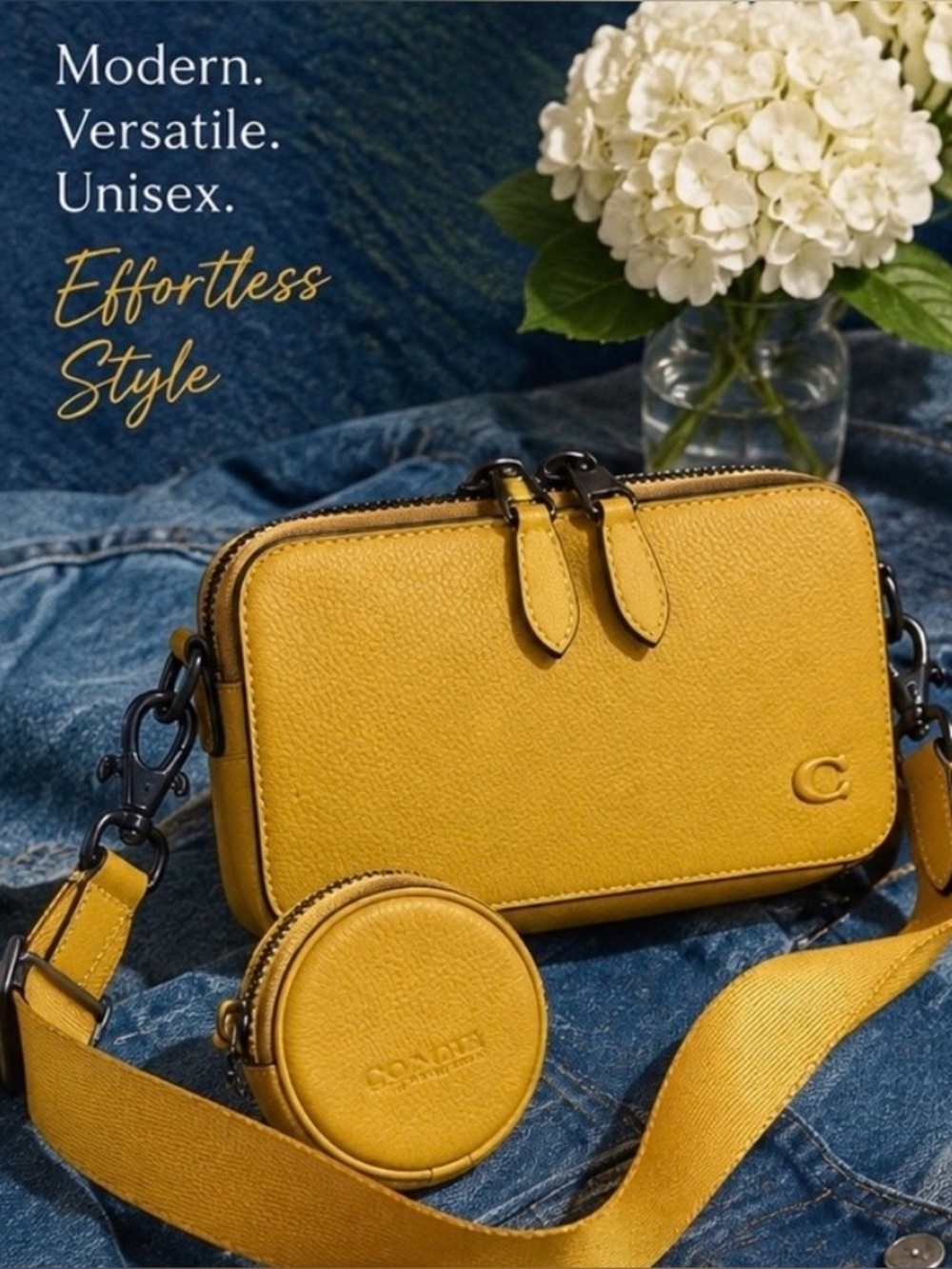 Coach 1941 Charter Slim Bag Set - Ochre Yellow Crossbody & Air Pod Case